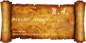 Mikló Albert névjegykártya